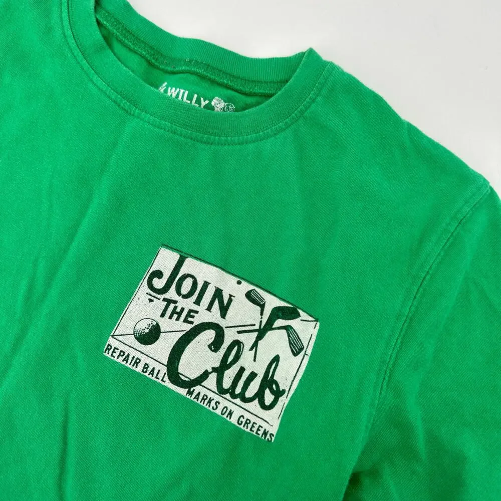 Wes & Willy Green Golf Tee - 'Join the Club' Graphic youth medium